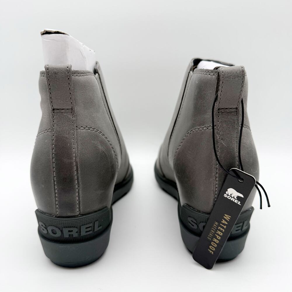 Sorel Women Evie ll Zip Wedge Bootie US 10.5 EU 41.5 Grey Leather Waterproof NIB - Picture 9 of 13